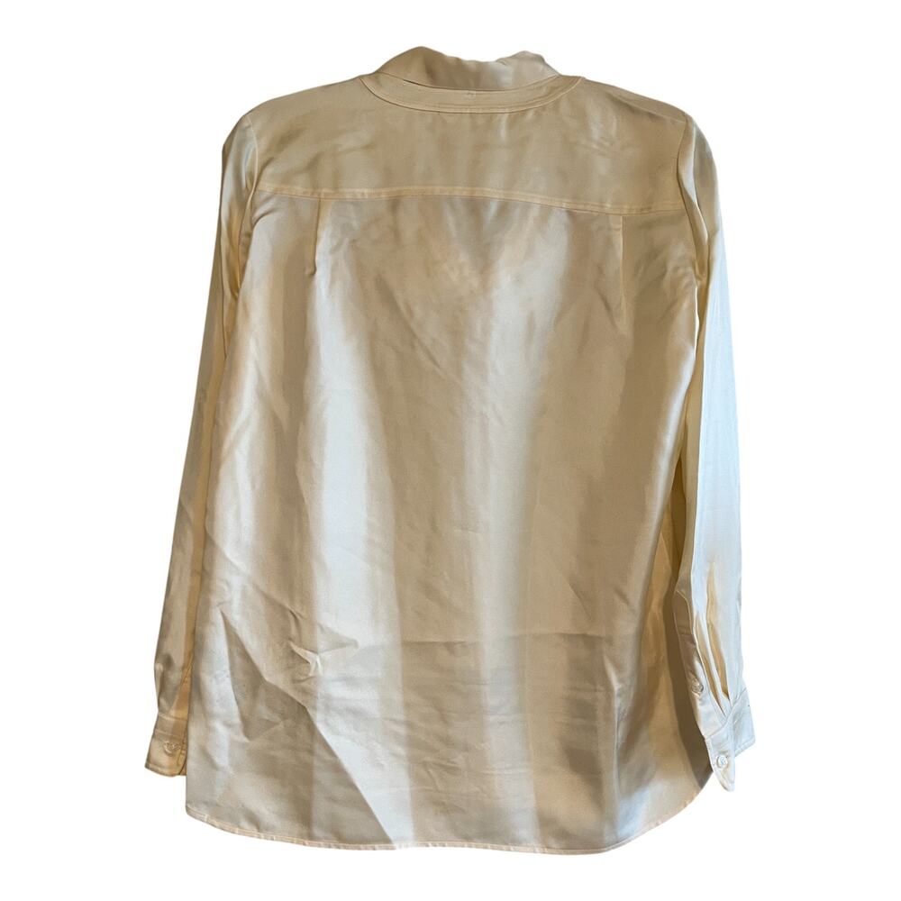 Tory Burch Silk Bow Long Sleeve Blouse French Cream Size 4 - Picture 4 of 10